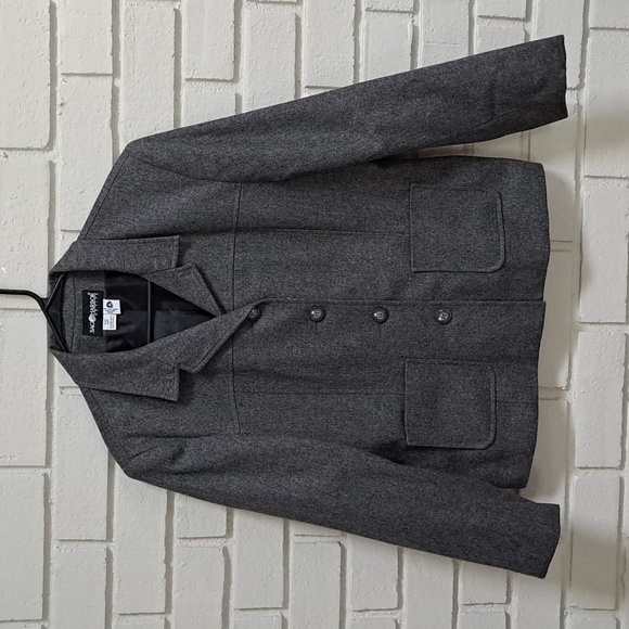 Sag Harbor Gray Wool Blend Lined Button Down Jacket. Size 14 Petite - Picture 1 of 10